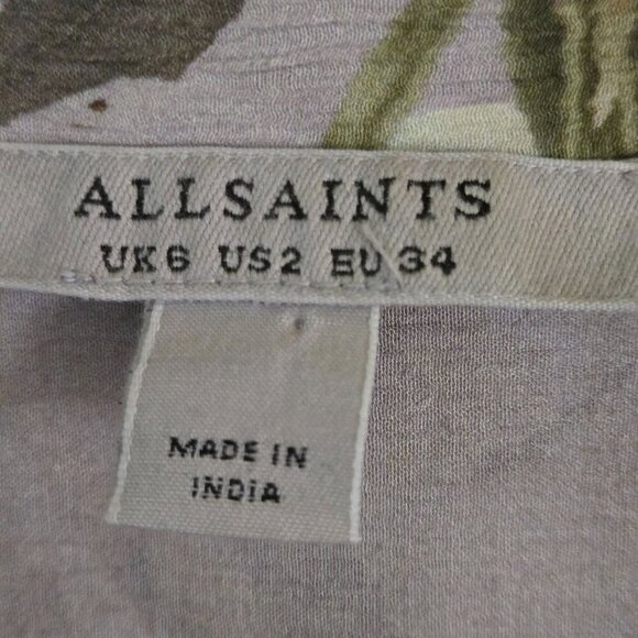 Allsaints Lara Kuroyuri Floral Long Sleeve Ruffled Blouse Quiet Luxury Size 2 - Picture 10 of 11